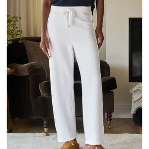 New Frank & Eileen Bella Italian Wide-Leg Sweatpants White Medium